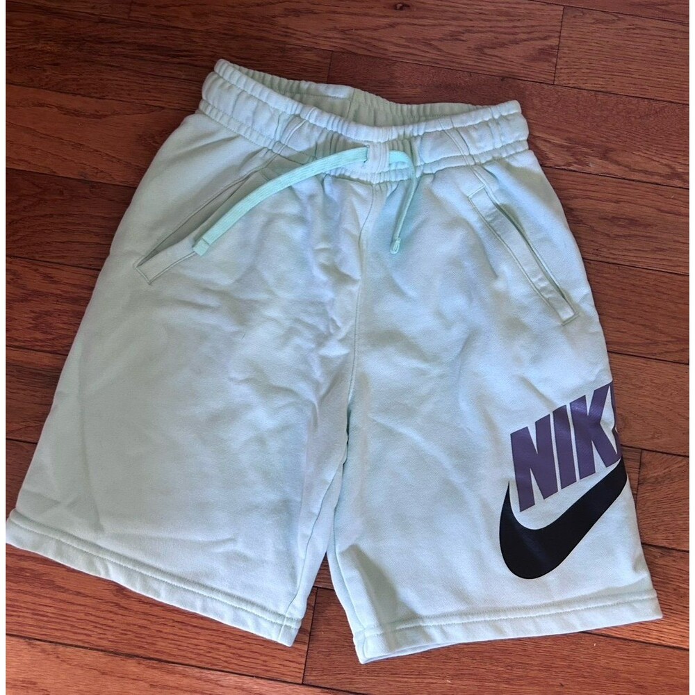Nike Sportswear Club Fleece Futura Graphic Shorts Mint Green Youth Large - EUC